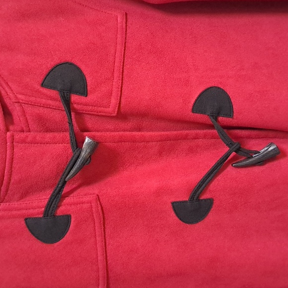 Chaps Red Claw Detail closure Hooded Lined Coat. Size Large - Picture 2 of 10